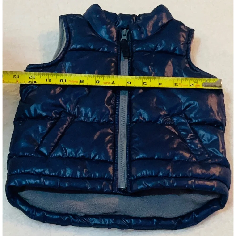 Old Navy Kids Navy Blue Glossy Puffer Vest Fleece Lined 18-24 Months